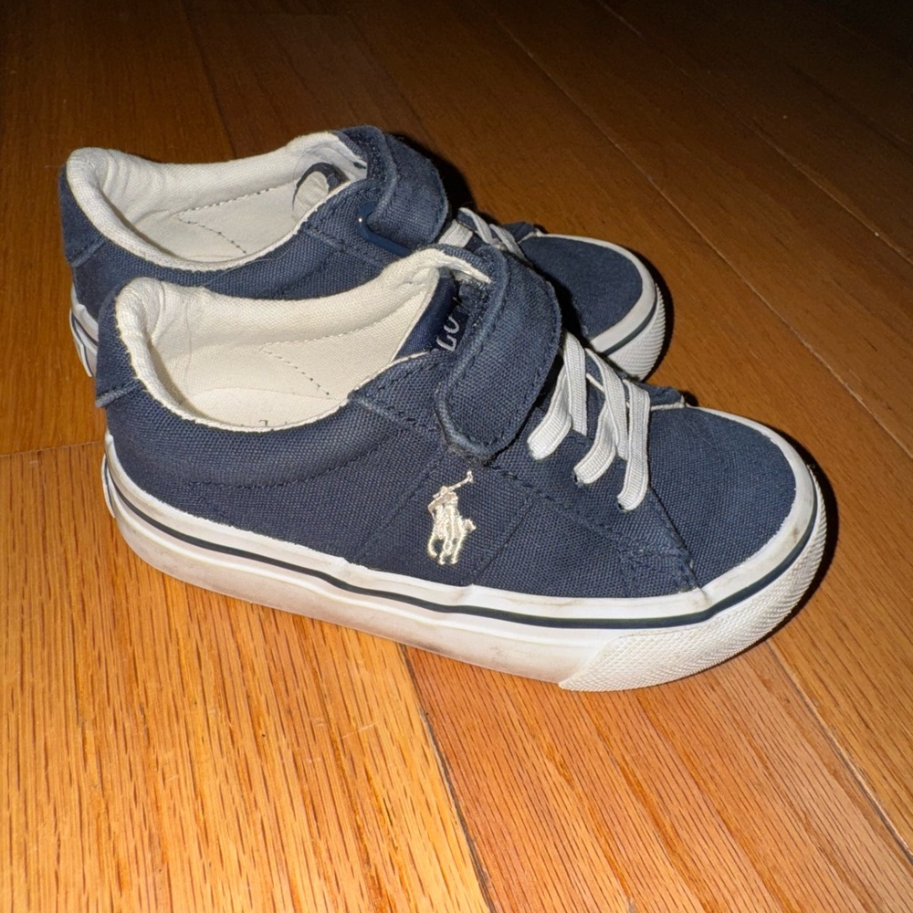 Polo by Ralph Lauren Blue and White Sneakers with Velcro Strap size 7 (toddler)